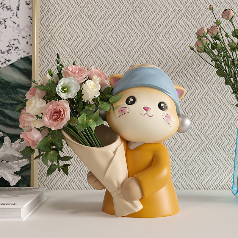 Art Cat Bouquet Vase Decoration Home Decoration